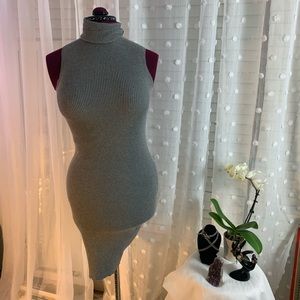 Midi Turtle-neck Knit Dress